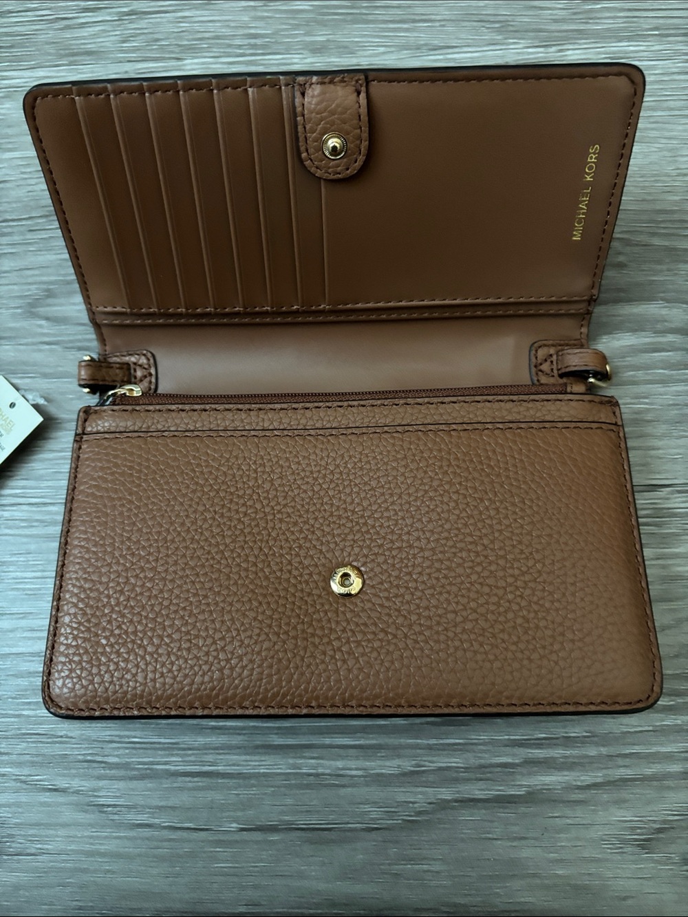 Michael Kors Pebbled Leather Wallet-Brown - Picture 3 of 4